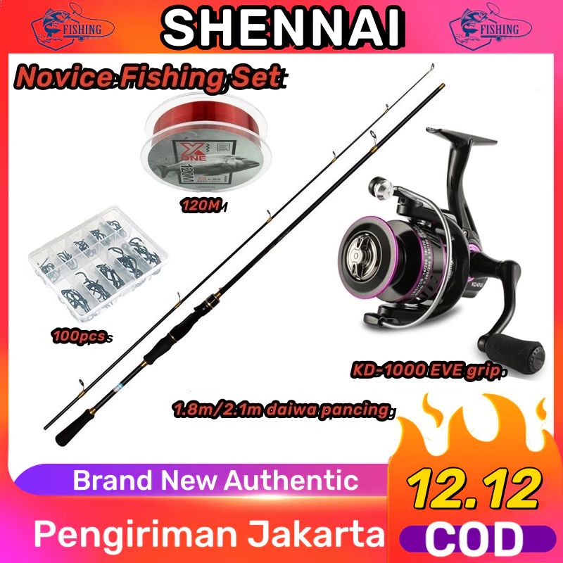 【Set Fishing Elementari】Daiwa Fishing Rod+Fishing Reel Pancing Model KD 1000 EVE grip +120M Fishline