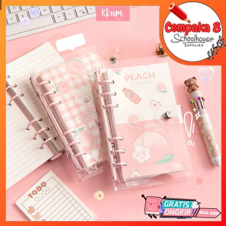 

Binder note A6 cute peach / Buku catatan 100 lembar/ Notebook journal lucu daily planner (creamy) - UTI0319