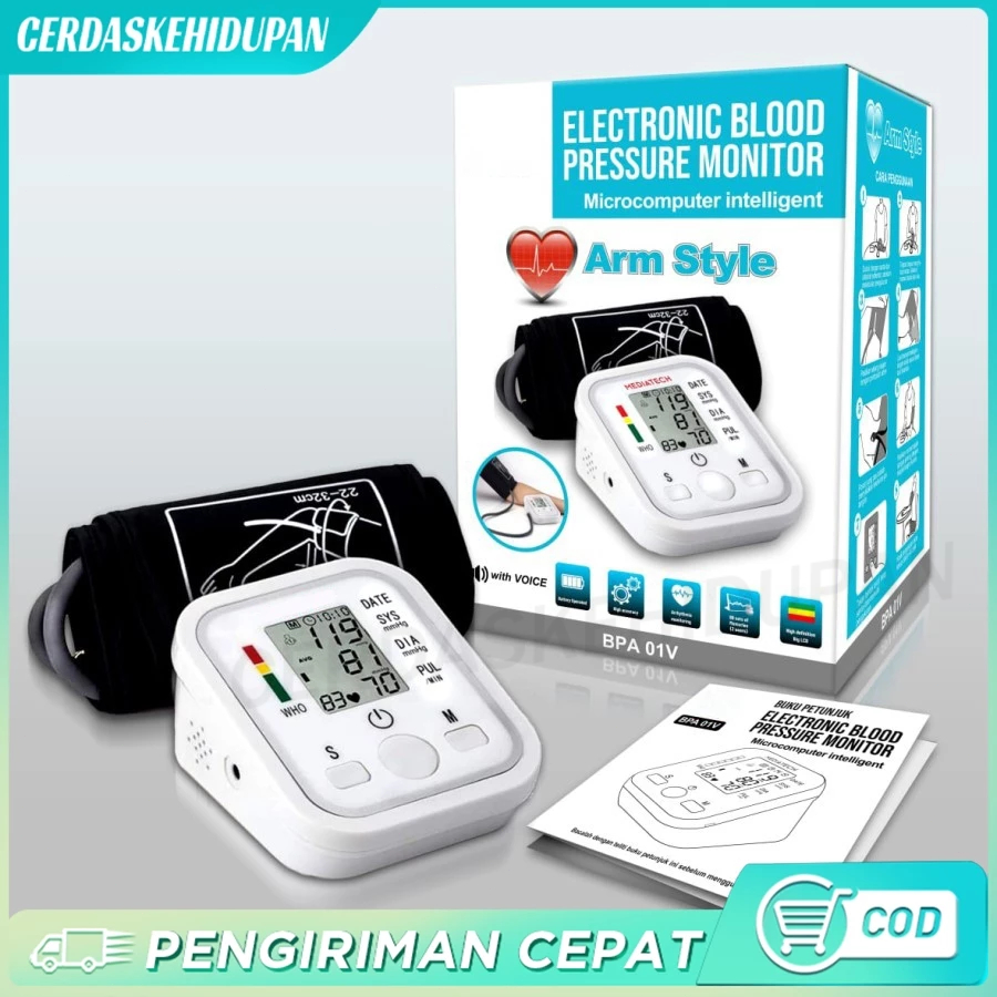 Alat Cek Pengukur Tekanan Tensi Darah Digital Tensimeter Sphygmomanometer Blood Pressure Monitor