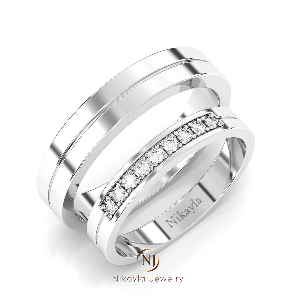 Nikayla Jewelry - Cincin Nikah Couple Perak Murni