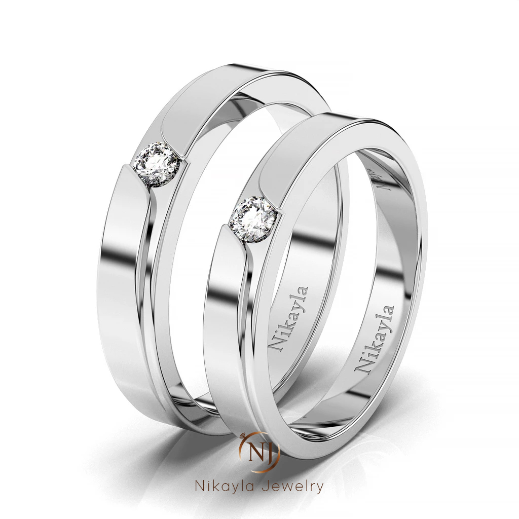 Nikayla Jewelry - Cincin Couple Palladium Murni