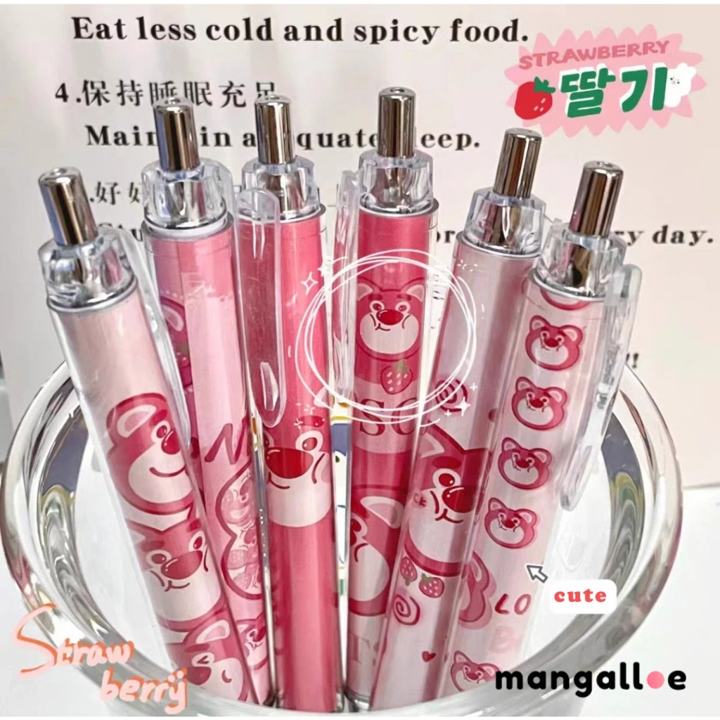 

✨COD 1 Pack Gel Pen Motif Lotso Strawberry Bear Acak Lucu Imut Pulpen Gel Ballpoint Bulpen Bolpoin Bolpoint Pena Cute MG
