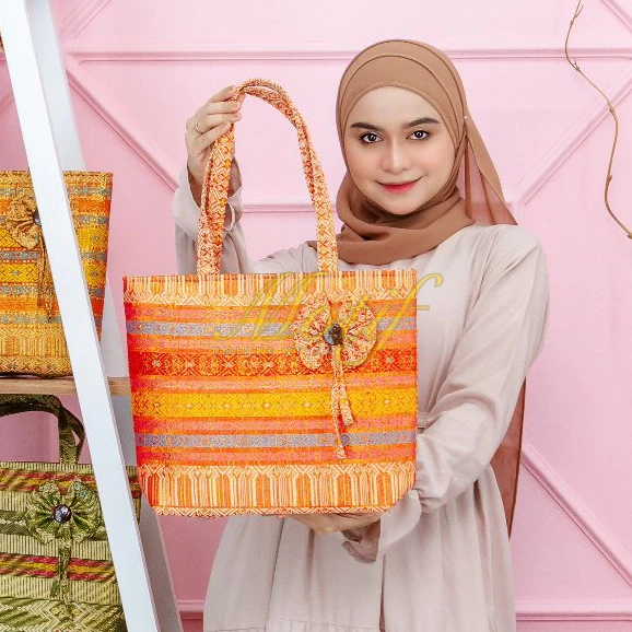Motif Tas Tote Bag Wanita Batik Songket Tas Ibu Pengajian