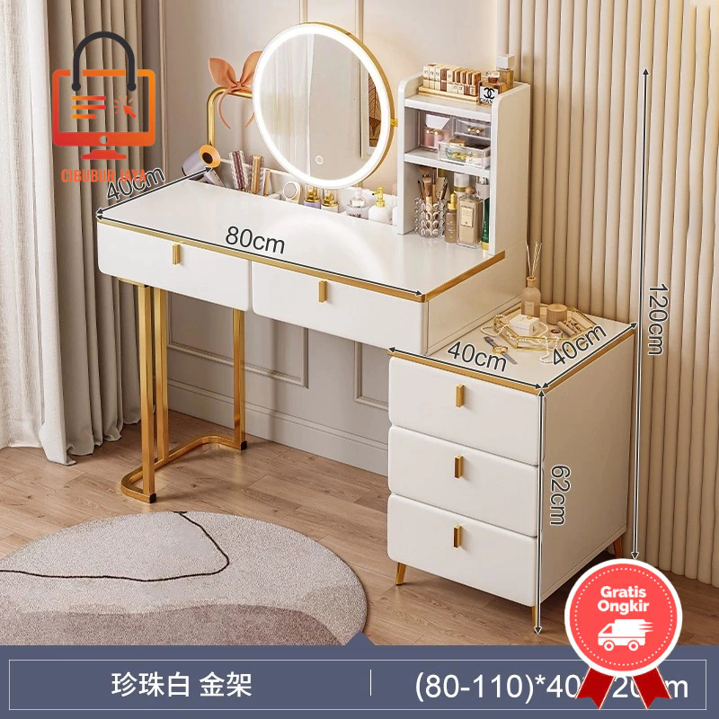CIBUBUR JAYA GRATIS ONGKIR BALI MEJA RIAS DENGAN LAMPU LED RAK KOSMETIK MEJA RIAS PUTIH/UKURAN BESAR