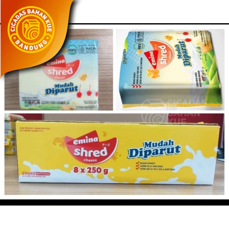 

Keju Cheddar Emina 250gr Shred