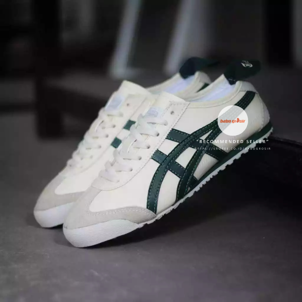 PROMO Sepatu Sneakers Pria dan Wanita Onitsuka Tiger Mexico 66 Vintage Cream Green Include Box, Baha