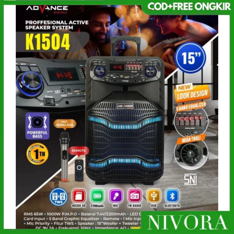 [COD] Speaker Advance K1204 K1504 PORTABLE BLUETOOTH SUARA MANTAP BERGARANSI - K1204