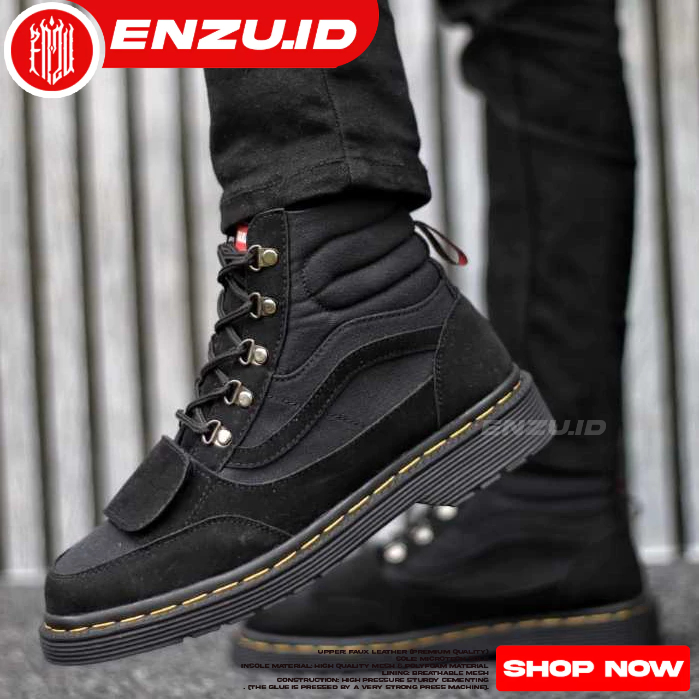 Sepatu Boots Touring Pria Sepatu Casual Boots Hitam Pria