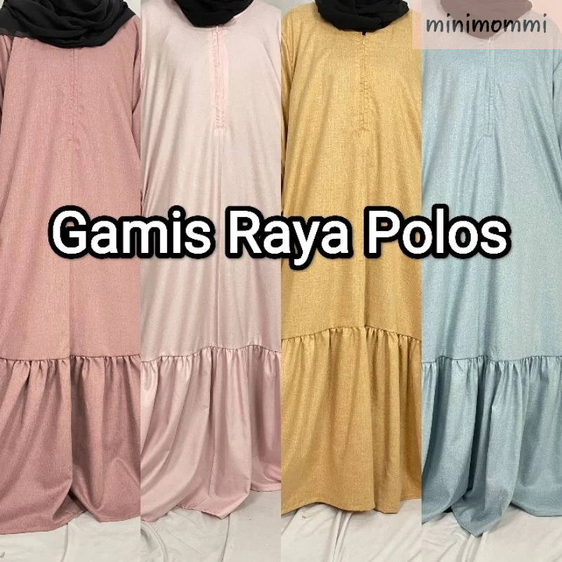 MINIMOMMI Gamis Dewasa Jumbo Polos | Bahan Katun Madinah Tebal Premium | Anti Gerah aksen Pergelanga
