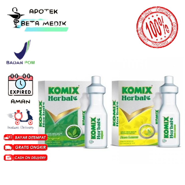 KOMIX HERBAL Original & Lemon Box Isi 4 tube Botol 15ml - Obat Batuk Berdahak