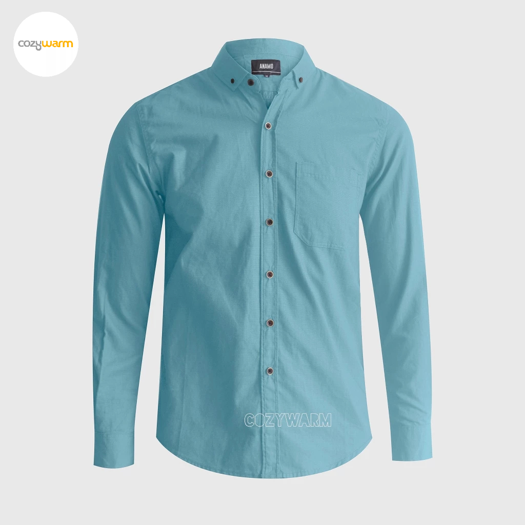 KEMEJA POLOS PRIA BIRU WARDAH PANJANG