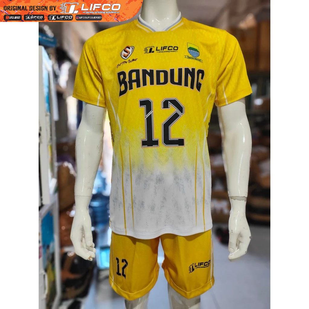 JERSEY ORIGINAL LIFCO VOLLEY BALL BANDUNG KUNING STELAN BERLENGAN (TIDAK BISA REQUEST NAMA)