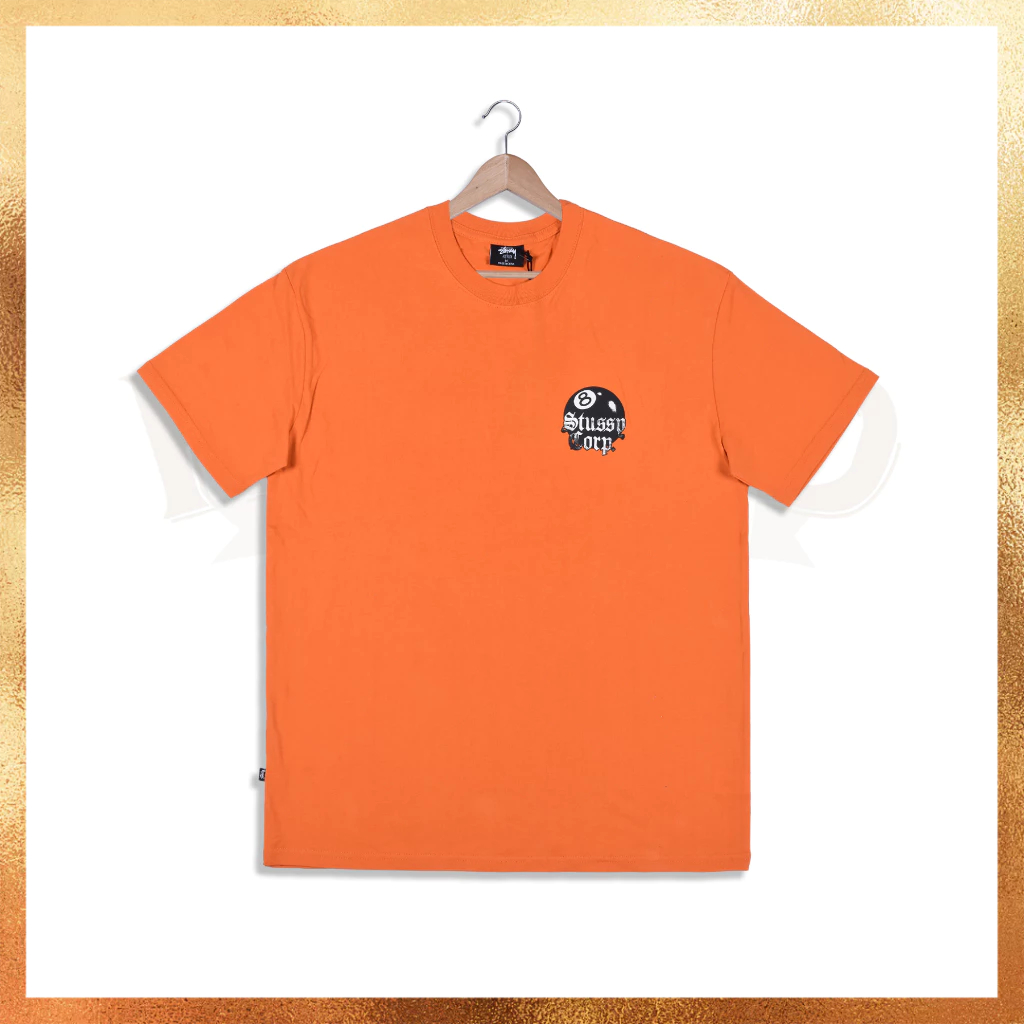 Kaos Pria Stussy No.8 Pool Ball Orange Tee Original