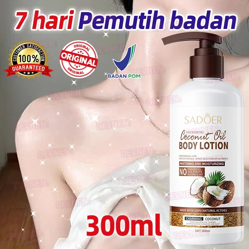 Lotion Pemutih Badan Permanen Coconut oil whitening Bleaching Lotion 300ml handbody pemutih badan pe