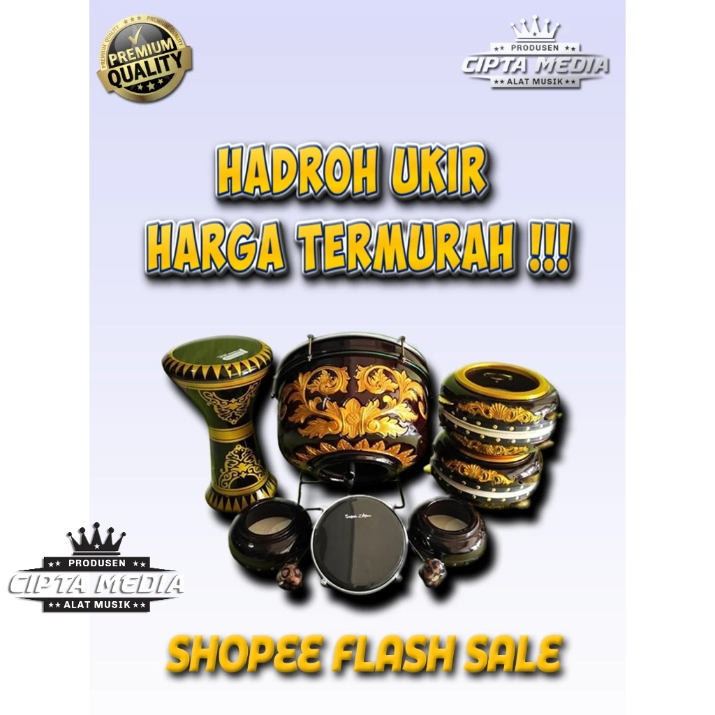 PROMO ALAT MUSIK REBANA HADROH JEPARA ASLI VERSI UKIR SATU SET LENGKAP - FLASH SALE