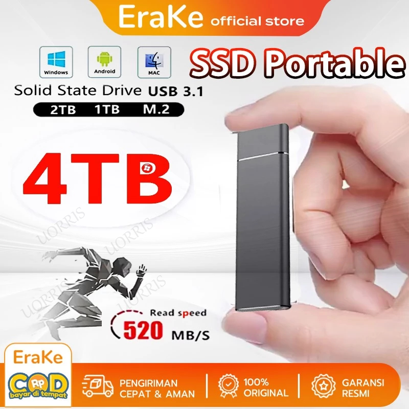 grey mart - SSD Laptop Portable SSD External SSD Eksternal 2TB SSD Eksternal dengan Kapasitas 4TB