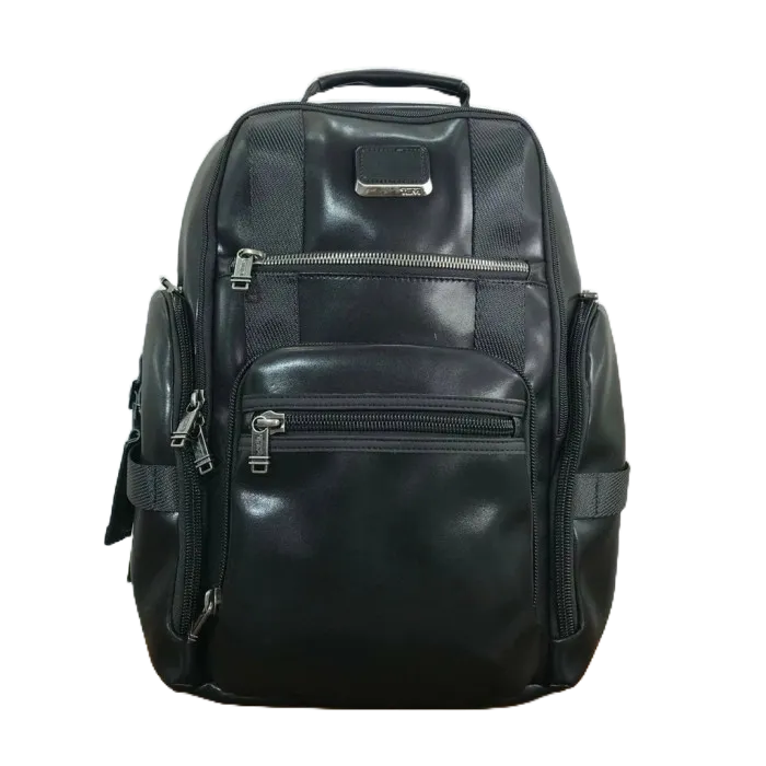 Tas  tumi Ransel   Sheppard Free Embos Kulit Hitam Leather Black Backpack Rancel Tas Gunung Travel P