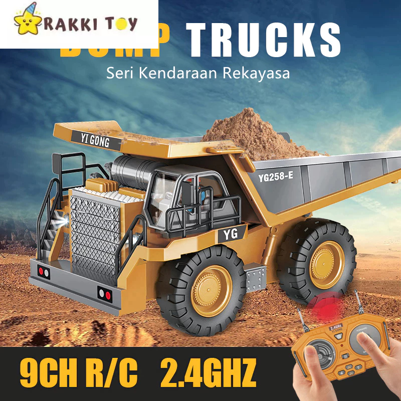 Remote Control Dump Truk 9 Channel RC Truk Konstruksi Skala  1:24 | Mainan Dump Truck Remote Control