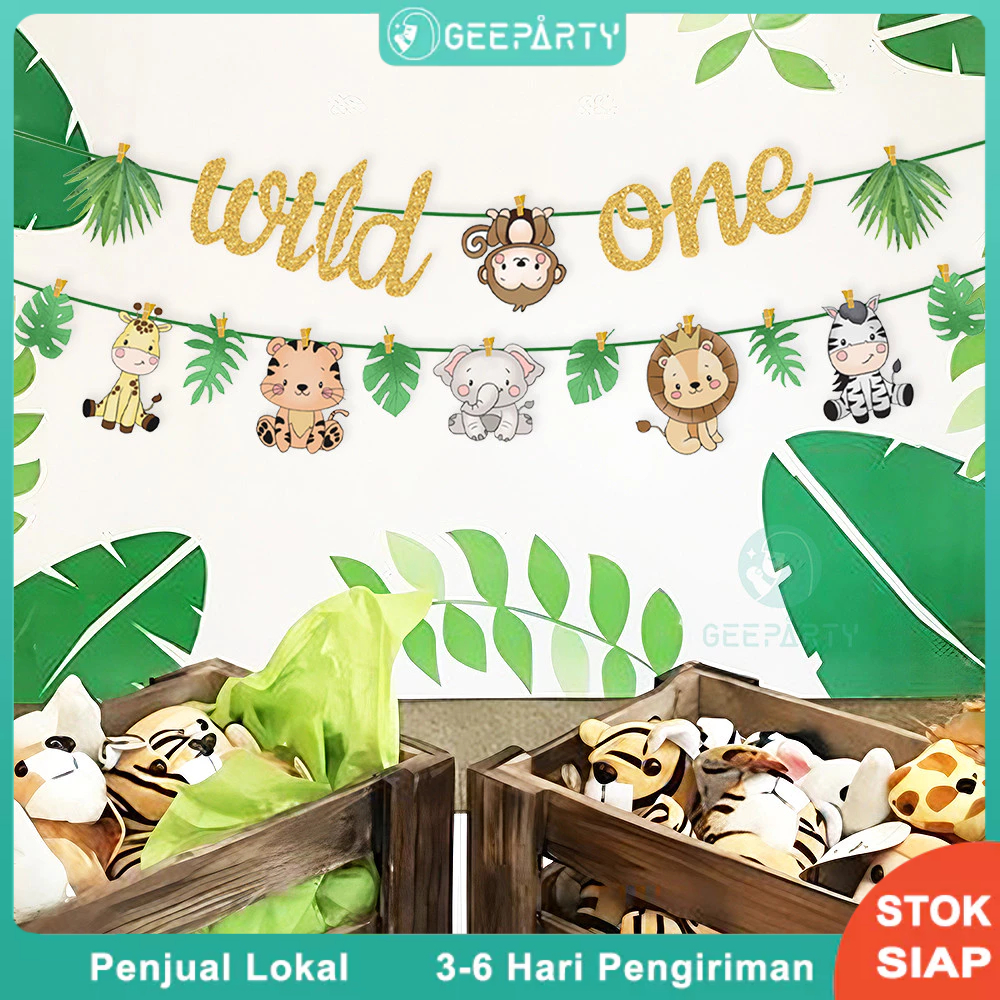 1 Set Spanduk Ulang Tahun Hewan Hutan Spanduk Wild One Untuk Dekorasi Pesta Ulang Tahun Safari Anak