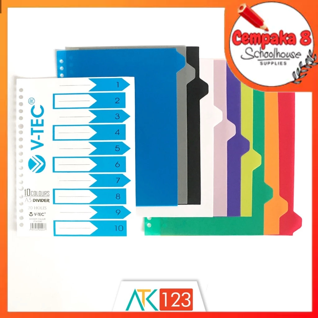 

Pembatas / Divider Binder A5 , 20 Holes , 10 Tabs - V-Tec - SEV218