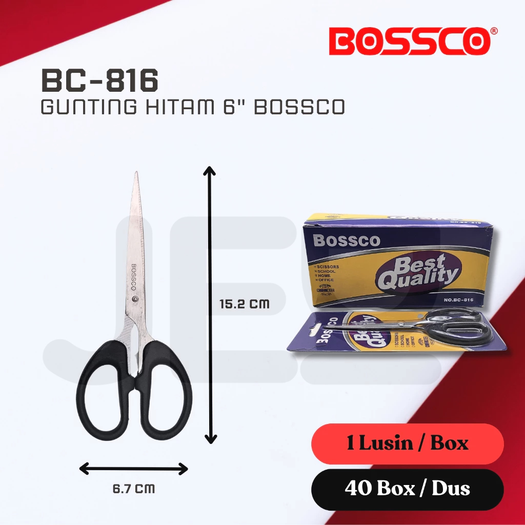 

Grosir 1 Dus isi 360 Pcs Gunting Scissors BOSSCO (6 Inch) BC-818
