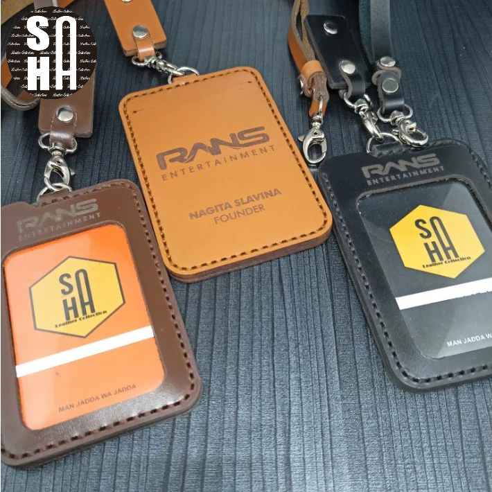 

ID CARD HOLDER KULIT 3 LAPIS NAMETAG KULIT ASLI LANYARD EKSKLUSIF BISA CUSTOM