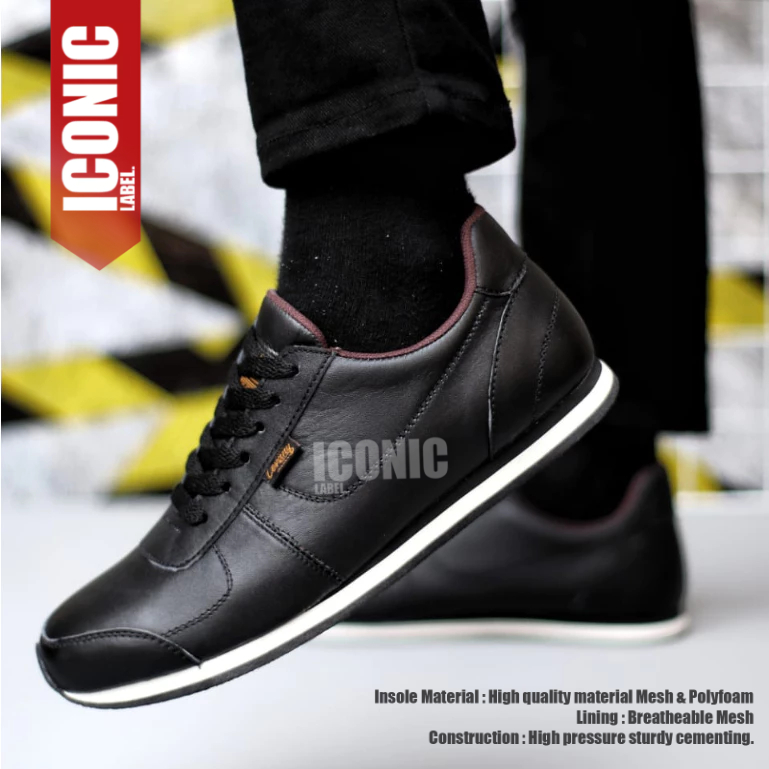 Sepatu Formal Sneakers Kulit Pantofel Pria Hitam