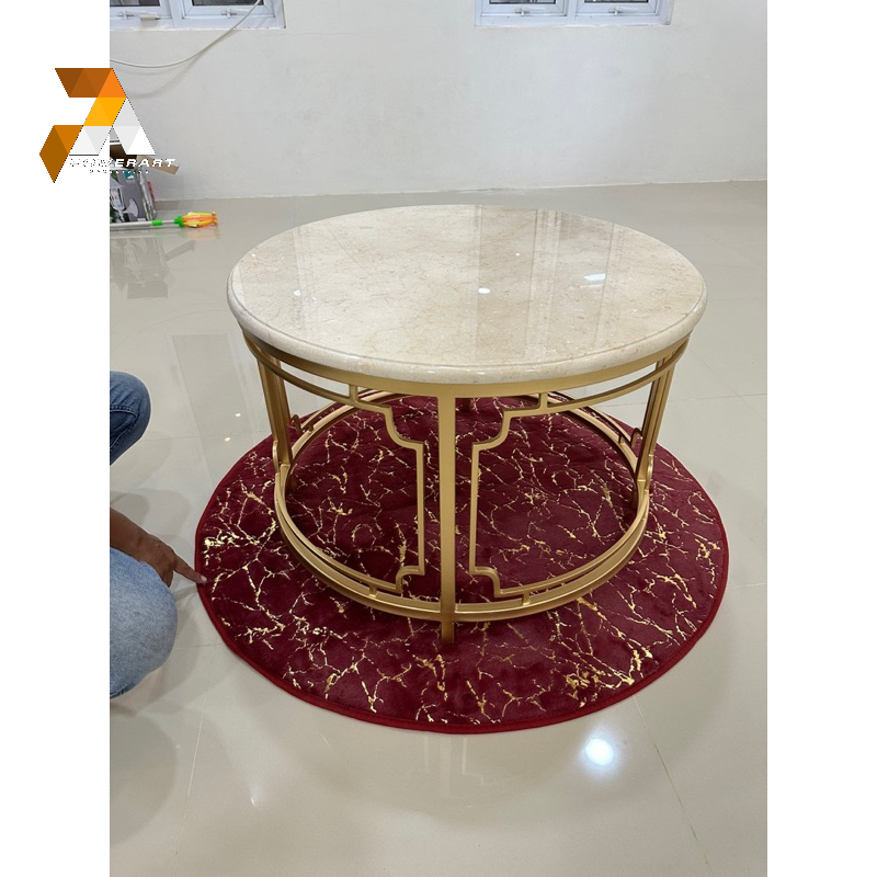 meja tamu marmer bulat cream coffee table marmer asli