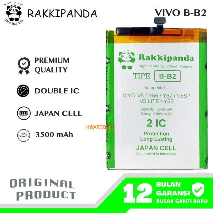 Baterai Batre Rakkipanda Vivo V5 V5S B-B2 BK-B-B2 Double Power IC Protection
