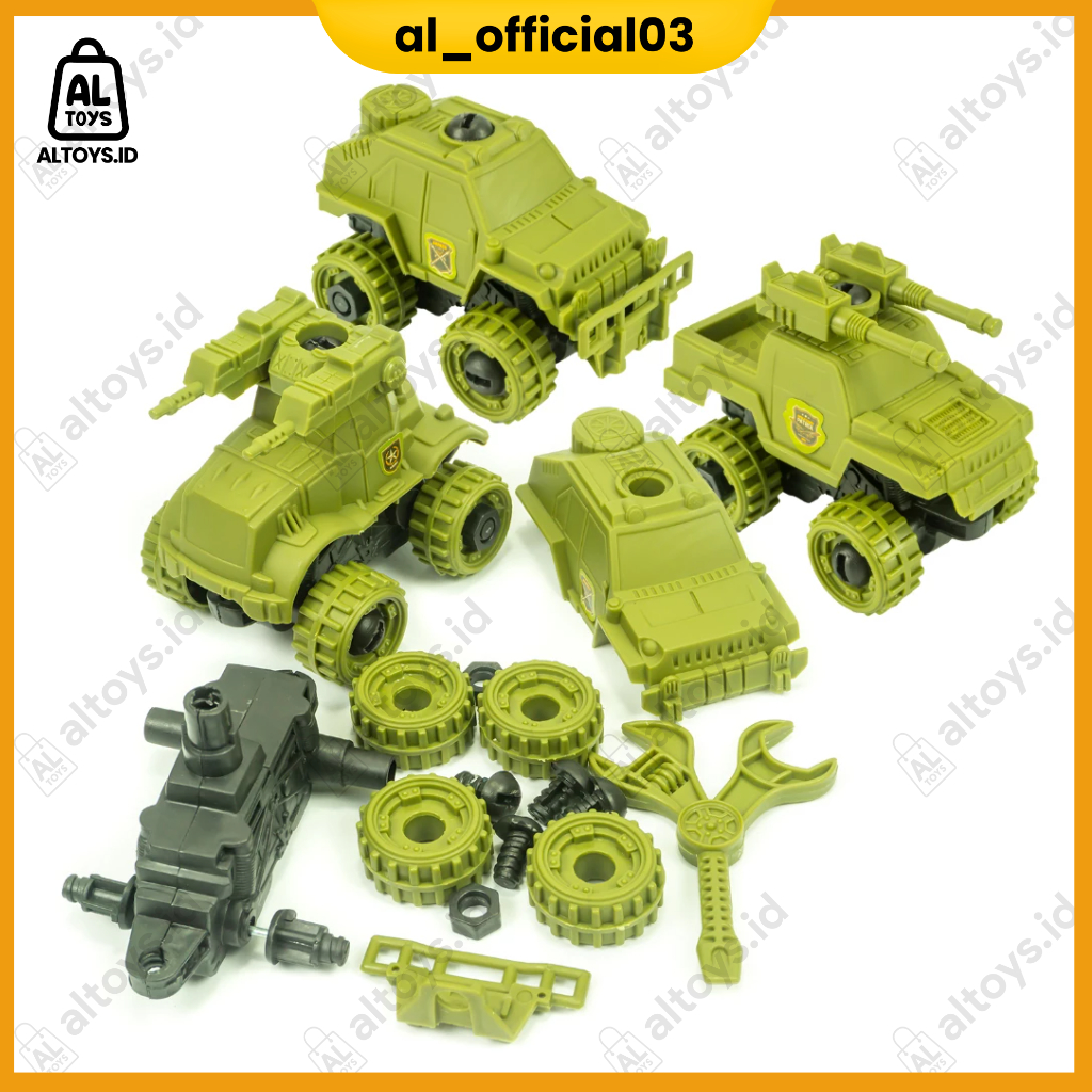 DIY Assembly Military Vehicle Toys OCT5731 Mainan Bongkar Pasang Rakit Mobil Militer Set Isi 4pcs