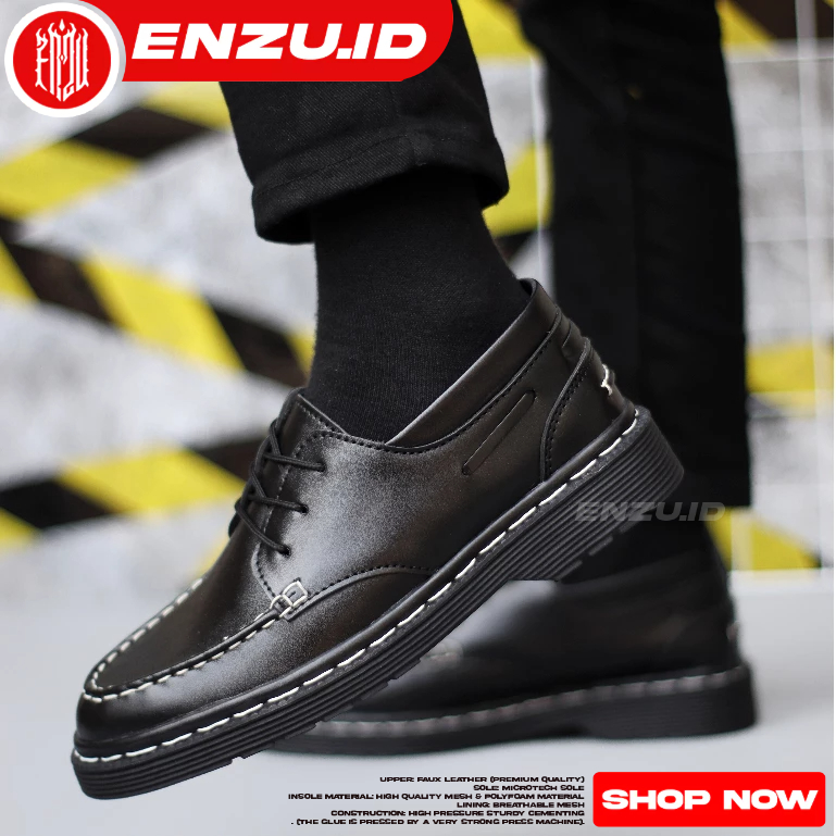 Sepatu Formal Pantofel Kulit Pu Tali Pria Kerja Casual