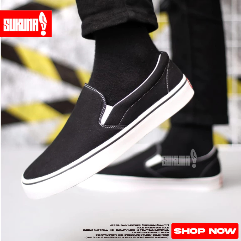Sepatu Seakers Slop Formal Hitam Pria - SNEAKERS SLOP