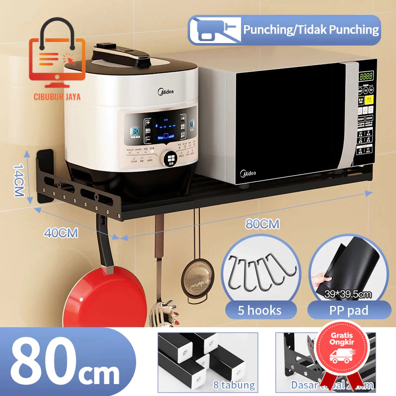 CIBUBUR JAYA RAK MICROWAVE RAK DAPUR DINDING RAK BUMBU GANTUNG YANG OVEN RAK KITCHEN RACK TEMPAT