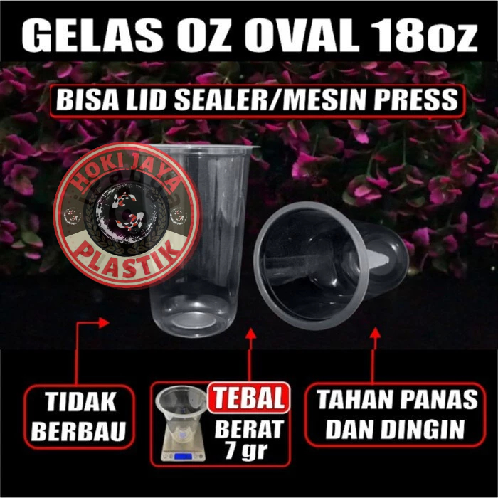 Gelas Plastik 18 oz - Cup oval Bulat - gelas cup oval 18 oz murah - gelas plastik round
