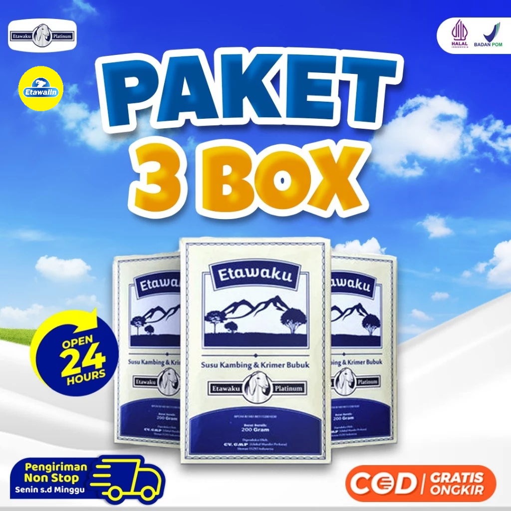 

Etawaku Platinum Paket Promo 3 Botol - Susu Kambing Etawa Asli Atasi Masalah Pernapasan / Asma