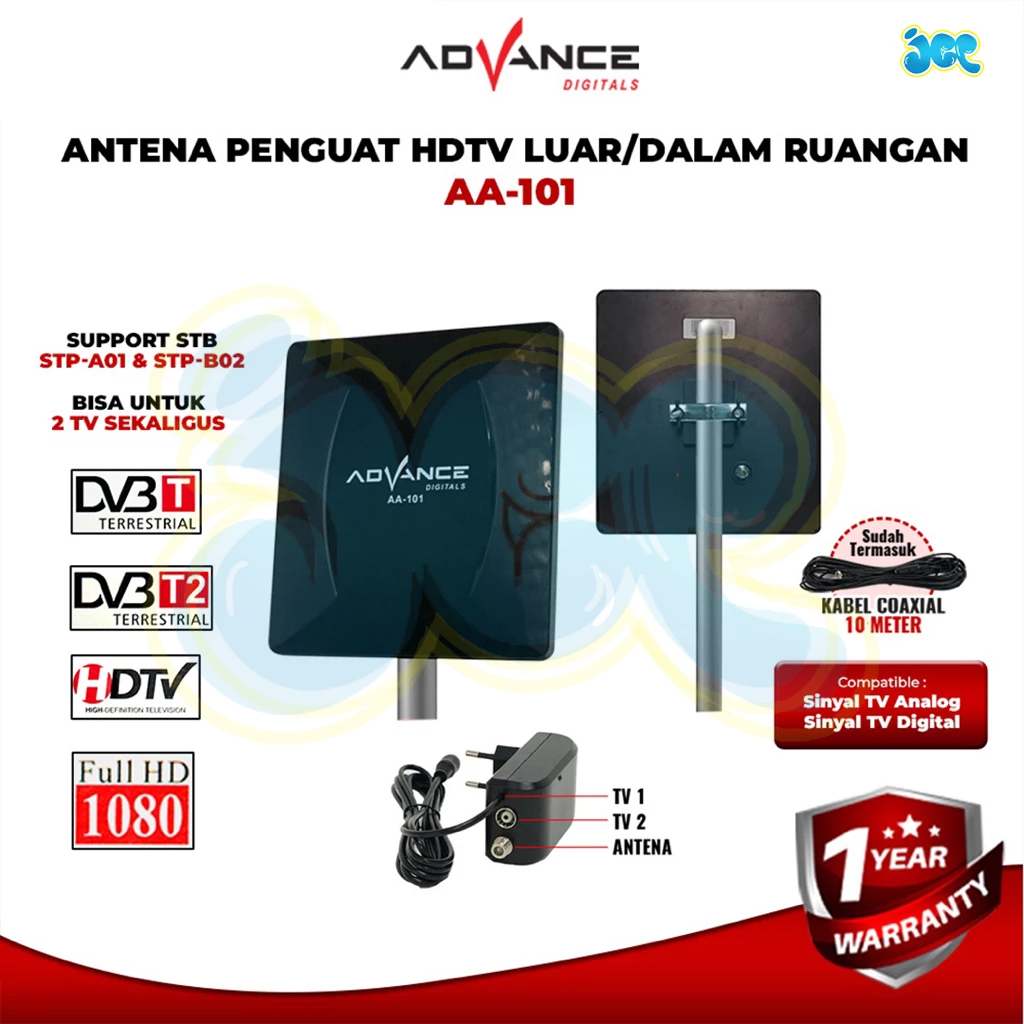 Advance Digital Analog Antena TV (AA-101) Antena Indoor &amp; Outdoor