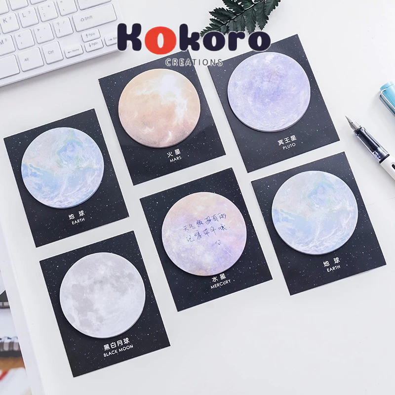

KokoroCreations - [SK26] Sticky note isi 30 lembar memo catatan kecil bentuk galaxy planet bulat