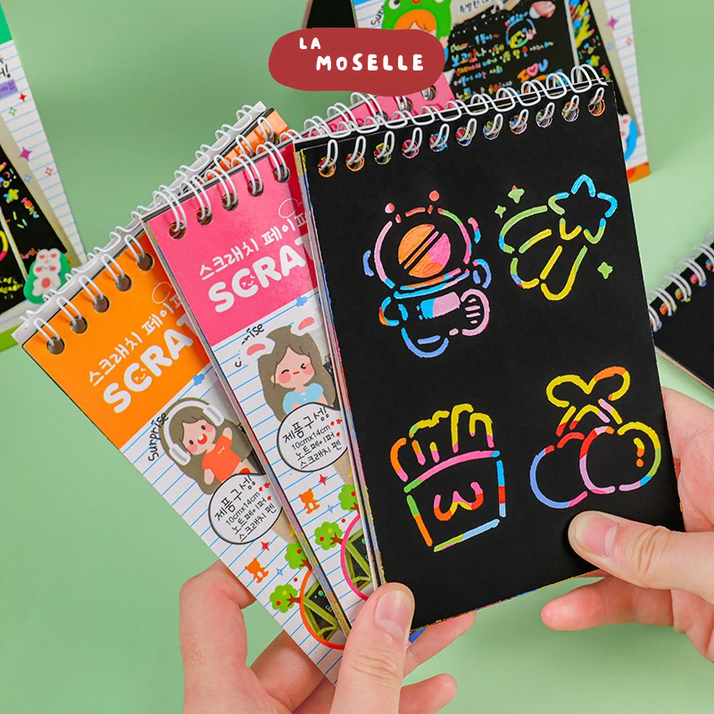 

La Moselle - [SK111] 10 lembar scratch note / buku magic warna / colorful scratch note kecil / buku catatan unik / buku catatan lucu /scratch book artcards / buku menggambar /buku gambar