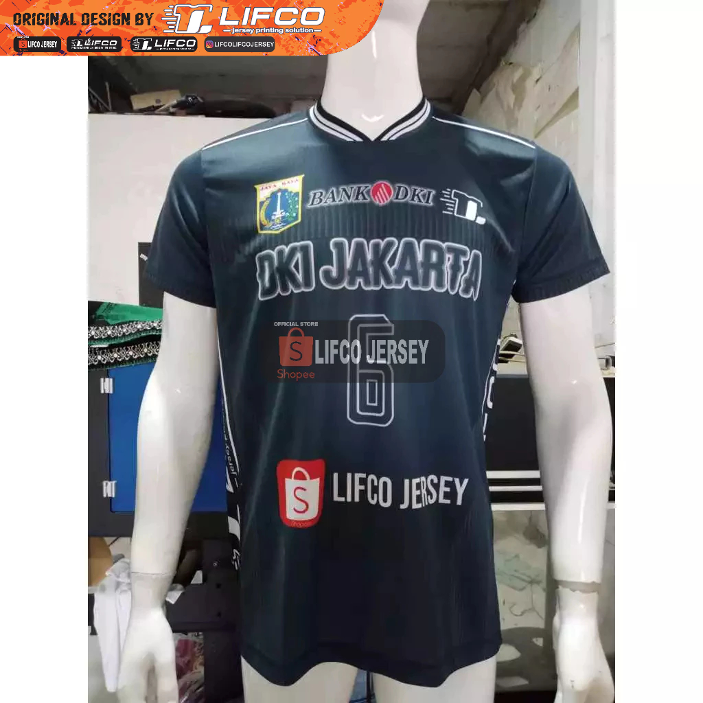 READY STOCK JERSEY VOLLEY BALL ORIGINAL LIFCO PRAPON DKI JAKARTA COWOK ABU SERIES (TIDAK BISA CUSTOM