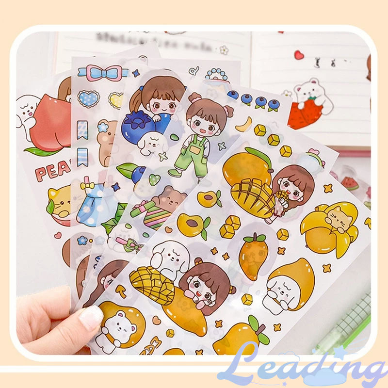 

Ins Creative Cute Happy Girl Hand Ledger Stiker Siswa Kartun Album Diy Dekorasi Sticker-Le