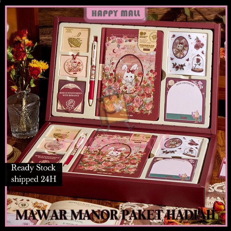 

【LOWEST-PRICE】COD Set Kotak Hadiah Buku Harian Rose Manor Buku Agenda Notebook Diary Book Buku Diary Set Set hadiah buku harian anak-anak