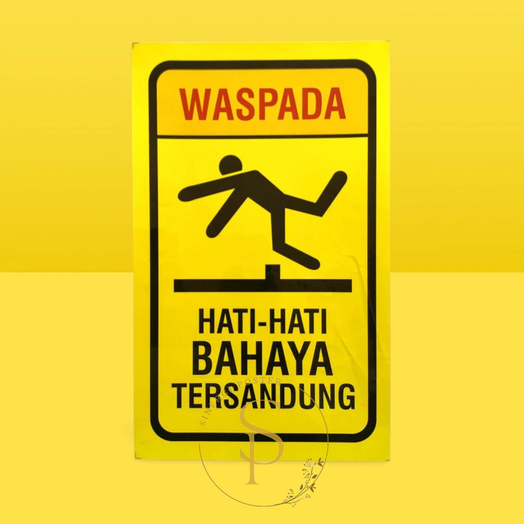 

Stiker Hati-Hati Tersandung 31x19 cm | Poster Stiker vinyl Stiker Awas Waspada Tersandung Laminasi