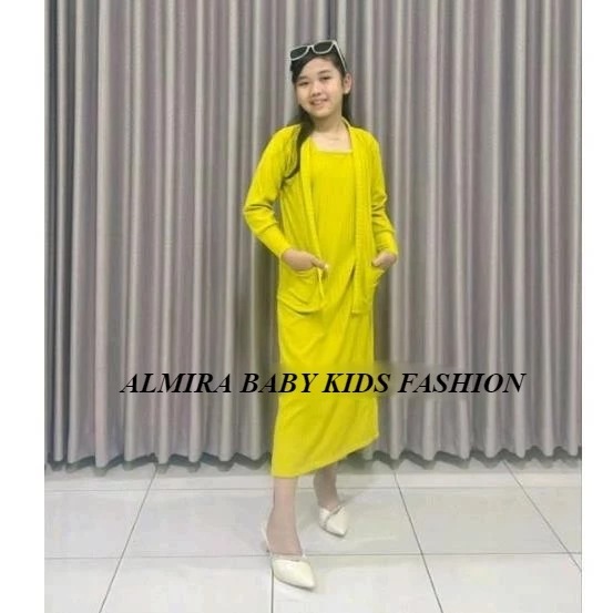 ALMIRA Setelan Anak Perempuan Blazer Inner (3-12 Tahun) | Set Anak Perempuan Blezer Rok | Cardigan D