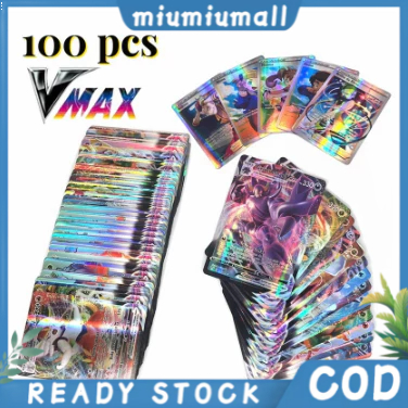 【Harga minimum】100/200/300 PCS Kartu Pokemon TCG Vmax Hologram English Version Trading Card Pokémon 