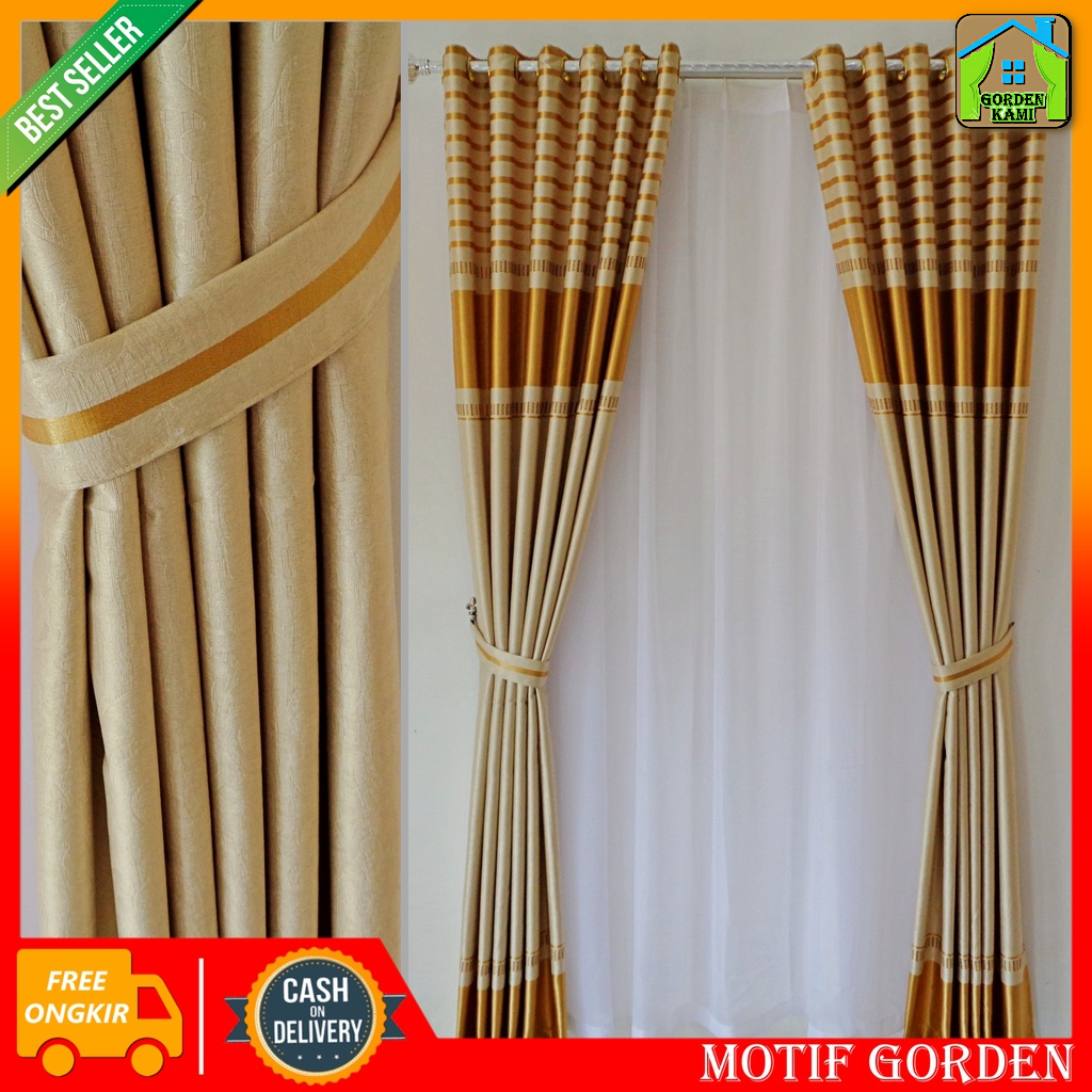 Gorden Jendela Dan Pintu Premium Quality Bahan Kain Blackout Ori Tebal Dan Lembut Model Smokering ( 
