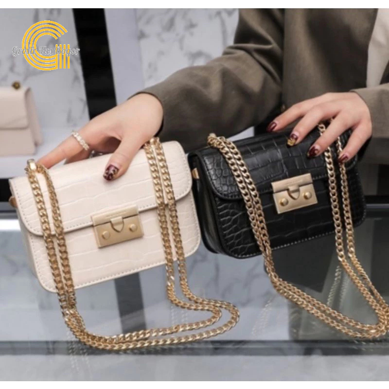 GTS MALVI TAS MINI CROCO/TAS WANITA TALI RANTAI/TAS SELEMPANG/SLINGBAG CROCO