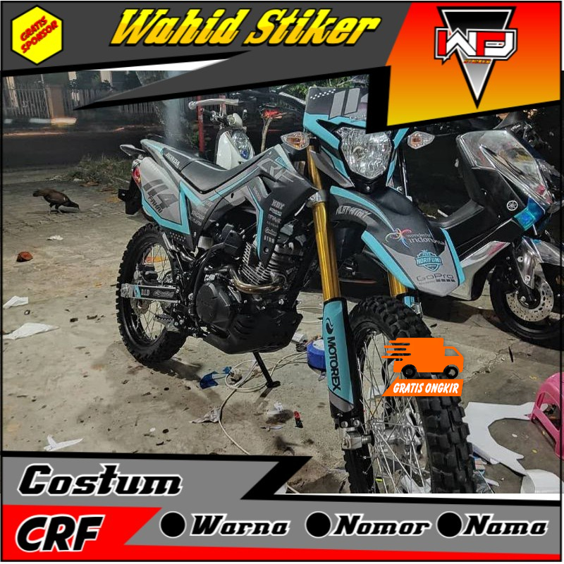 decal sticker crf 150 l biru tosca grey free custom laminasi doff