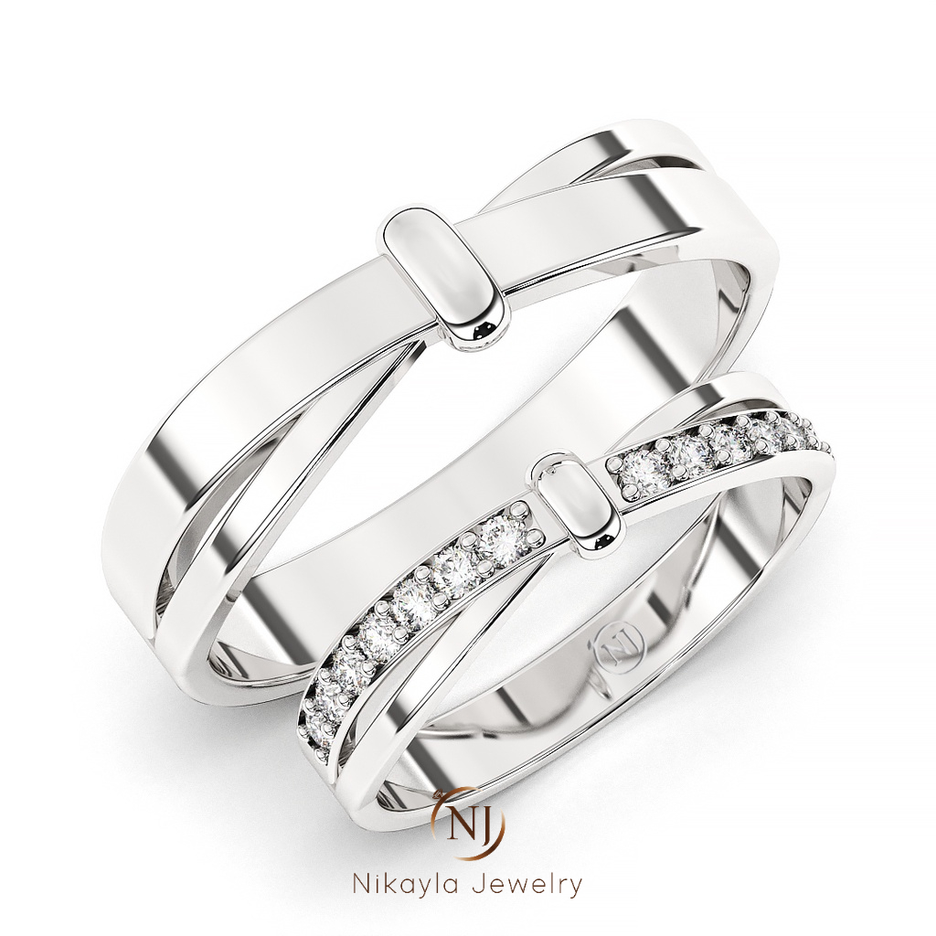 Nikayla Jewelry - Cincin Couple Tunangan Nikah Bahan Emas 18 K