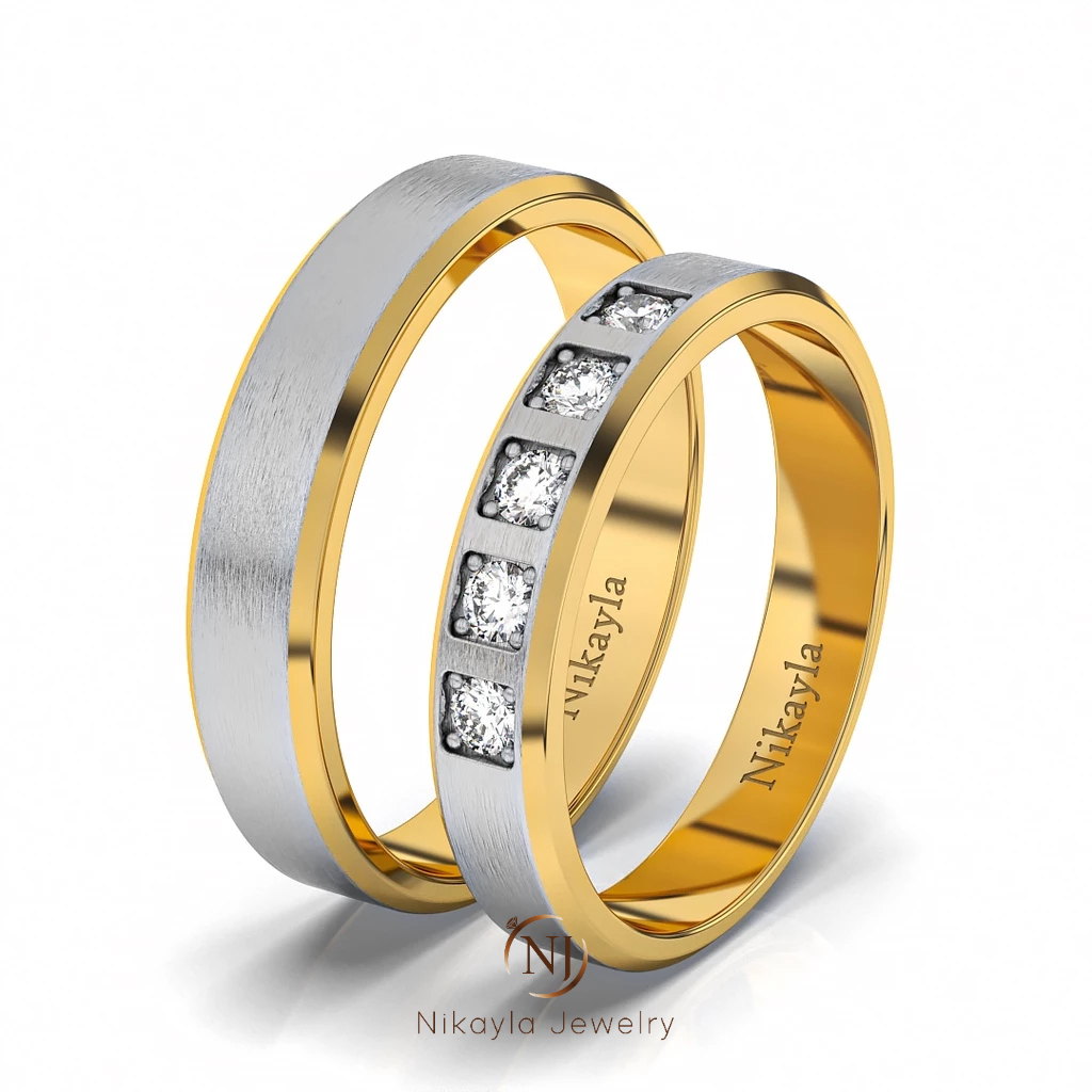 Nikayla Jewelry - Cincin Perak Couple Cincin Tunangan Murni Motif Emas