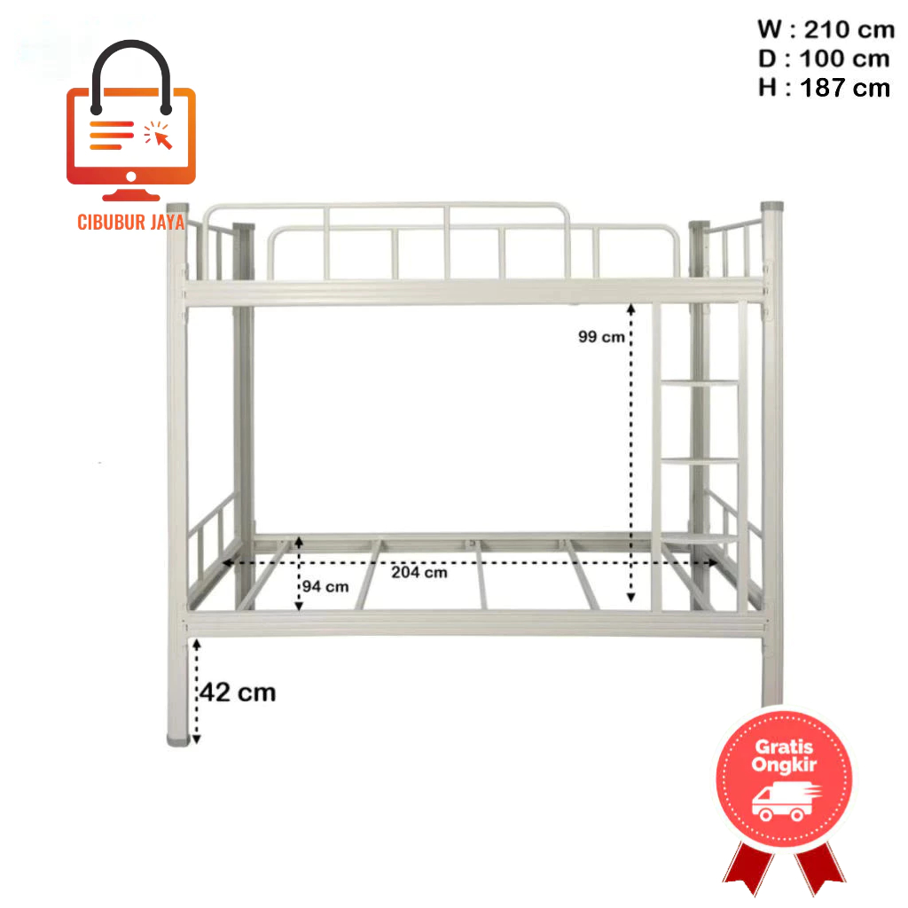 CIBUBUR JAYA GRATIS ONGKIR BALI YURA 90 - RANJANG SUSUN BESI 2 TINGKAT / DIVAN SUSUN 2 TINGKAT ( GAR